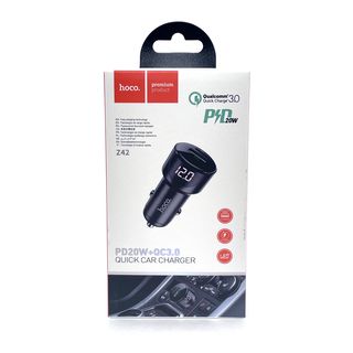АЗУ HOCO Z42 Light Road 1xUSB/USB-C, QC 3.0, 3A, PD, 20W (черный)
