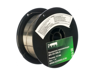 Проволока сварочная КЕДР MIG ER-308LSi ф0,8мм (1кг) нержавеющая (7220114)