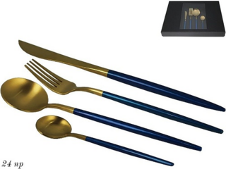 Набор столовых приборов Lenardi VIVID, 24 предмета, синий, в подарочной упаковке, арт. 197-007