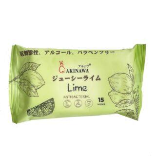 Влажные салфетки Akinawa антибактериальные с лаймом, 15 шт.