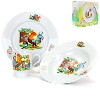 Набор детской посуды Дулевский фарфор 3 предмета Школа