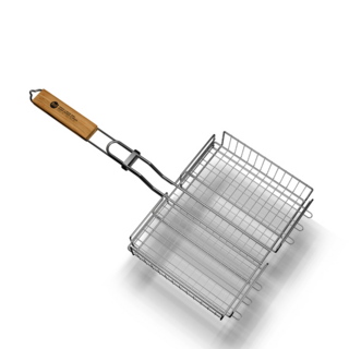 Решетка барбекю глубокая XL-size 800 Degrees Barbecue Basket. Материал карбонированная сталь, бамбук.