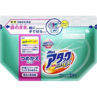 364678 КAO "Attack'' Концентрированный универсальный стиральный порошок с кондиционером и активным кислородным пятновыводителем (запасной блок) 810 гр 1/8