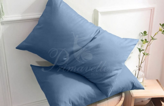 Наволочка из однотонного сатина на молнии деним, размер 52x74