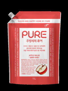 884740 "Pigeon" "Пьюэ" Гель для мытья посуды Apple Balm (подходит для мытья овощей и фруктов) м/у 1 л 1/12