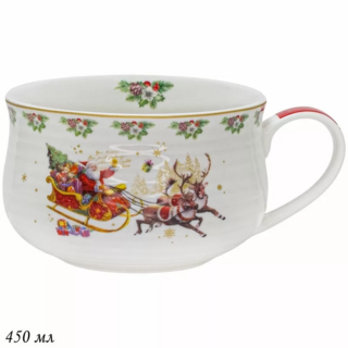 Бульонница Lenardi 450 мл  НОВОГОДНИЙ в подарочной упаковке. Фарфор, арт. 205-296