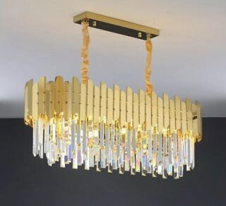 Люстра Lenardi 90х30 см, высота 38 см, кристаллы, нержавеющая сталь, арт. 299-249