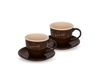 3735 FISSMAN Набор из 2-х чашек 240 мл BLACK COFFEE с блюдцами (фарфор)