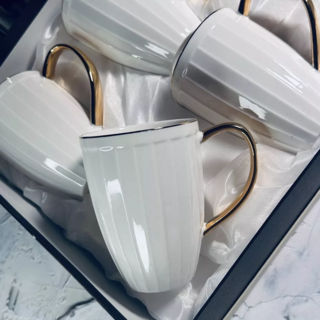 Набор из 6 кружек Lenardi MARZIPAN GREY, фарфор, в подарочной упаковке, арт. 102-037