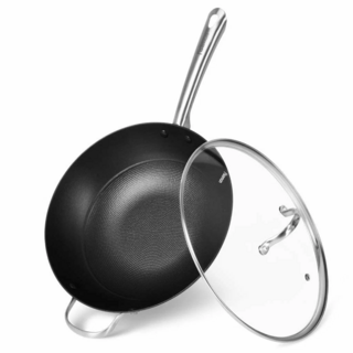 4003 FISSMAN Сковорода-вок MELITA 30x8см / 4,2л со стеклянной крышкой (чугун)