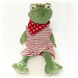 Лягушка-принц Bukowski Prince, 30 см (в полосатом комбинезоне)