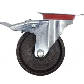 Колесо поворотное с тормозом 124мм термостойкое чугун, сталь ScBss 55