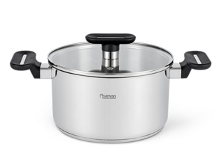 5259 FISSMAN Кастрюля MIA 24x13 см / 5,6л со стеклянной крышкой (нерж.сталь)