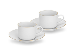 3669 FISSMAN Набор из 2 чашек FLOREE 240 мл с блюдцами (фарфор)