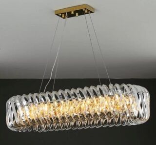 Люстра Lenardi 120х40 см, высота 22 см, кристаллы, нержавеющая сталь, арт. 299-237