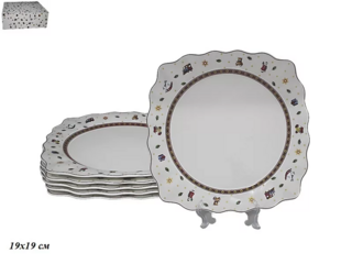 Набор Lenardi из 6 тарелок 19см. НОВОГОДНИЙ в подарочной упаковке.  Фарфор, арт. 105-614