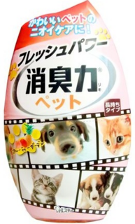 121328 "ST" "Shoushuuriki" Жидкий дезодорант – ароматизатор для комнат против запаха домашних животных c ароматом фруктового сада 400мл 1/18