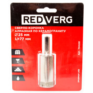 Сверло-коронка RedVerg алмазная по керамограниту, 25 мм