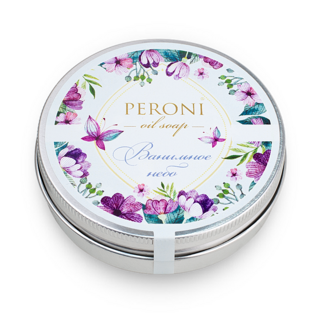 Медовое мыло ручной работы Peroni Ванильное небо, 95 г, в жестяной упаковке