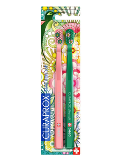 Набор зубных щеток Curaprox Ultrasoft Summer 2021 (коралловая, зеленая), d0.10мм, 2шт