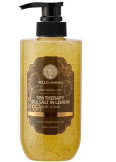 103221 "Hello, Morning"  Скраб для тела "Спа-терапия" с морской солью и экстрактом лимона 500 мл 1/36