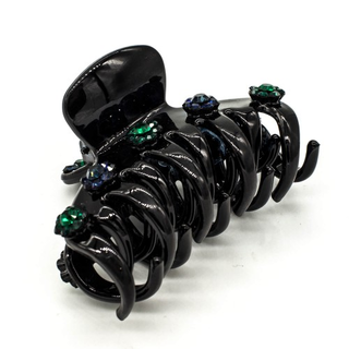 Заколка-краб Preciosa, 6,5 см, синие и зелёные стразы