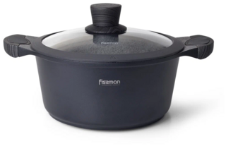 5042 FISSMAN Кастрюля PRESTIGE 24x11,5см / 4,3л со стеклянной крышкой (алюминий)