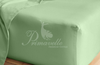 Простыня хлопковая зеленая на резинке, размер 160х200