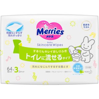 Детские влажные салфетки MERRIES Flushable, запасной блок, 192 шт