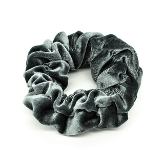 Резинка для волос серая бархатная, шириной 7 см