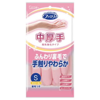 712106 "ST" "Family" Перчатки  для бытовых и хозяйственных нужд (винил, с уплотнением в области кончиков пальцев, средней толщины, размер S (розовые)) 1/120