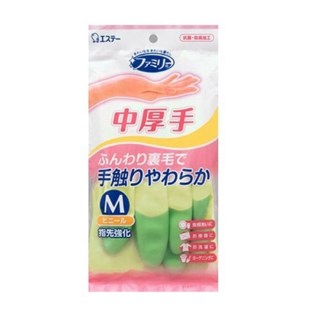 711888 "ST" "Family" Перчатки для бытовых и хозяйственных нужд (винил, с  уплотнением в области кончиков пальцев, средней толщины, размер M (зеленые) 1/120