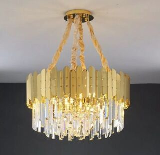 Люстра Lenardi диаметр 60 см, высота 35 см, кристаллы, нержавеющая сталь, арт. 299-247