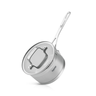 5379 FISSMAN Ковш FOBUS 16x9см / 1,6л со стеклянной крышкой (нерж.сталь)