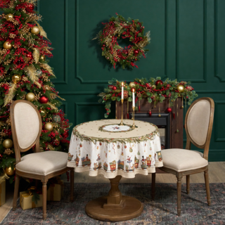 СКАТЕРТЬ КРУГЛАЯ  "ЩЕЛКУНЧИК" ,150СМ , БЕЖЕВЫЙ ,100% ХЛОПОК , ТВИЛ