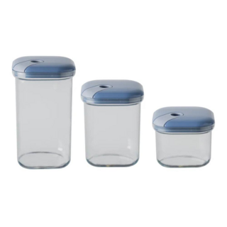 6933BA Емкость для хранения квадратная 500/1000/1500 мл голубой Omada, набор 3 шт