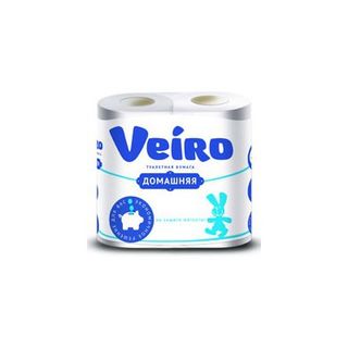 Бумага туалетная Veiro Домашняя 2-слойная белая, 15м, 6 рулонов в упаковке