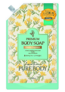 300349 "Mitsuei" "Love Line" "Pure Body Freesia" Увлажняющий гель д/душа с аргановым маслом, гиалуроновой кислотой, коллагеном с ароматом фрезия МЭУ  1000мл 1/10