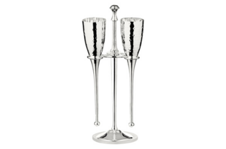 Набор фужеров для шампанского с подставкой Edzard Додо 200мл, Н23 см, 2 шт, посеребрение