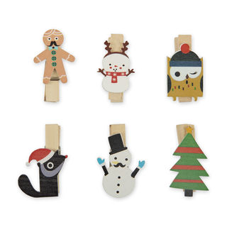 Декоративные прищепки Blumentag WCRN-35 "Новогодняя коллекция 02", 3.5см, 6 шт.