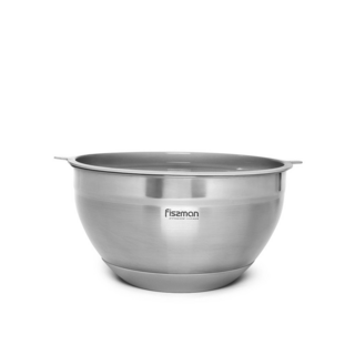 5429 FISSMAN Миска 16x10см / 1,5л с крышкой, цвет СЕРЫЙ (нерж.сталь)