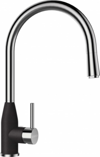 Смеситель (Schock) Kavus-D, Cristalite, выдвижной излив сталь/оникс