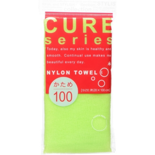 618437 "OHE" "CURE series" Мочалка для тела жесткая, 100 см. (зелёная), 1/220