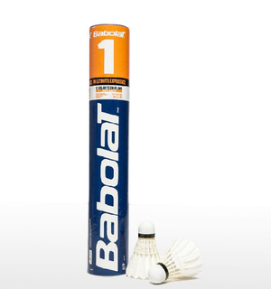 Воланы для бадминтона BABOLAT 1 (перо/пробка), уп.12шт., бел., сред. скор.