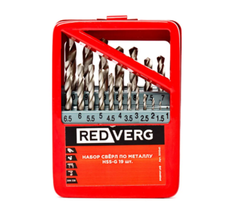 Набор сверл по металлу RedVerg 19 шт HSS-G, 1-10 мм(501041)