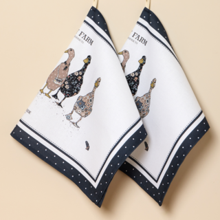 НАБОР ПОЛОТЕНЕЦ "FAMILY FARM",СИНИЙ ,40Х60СМ ТВИЛ,100% ХЛОПОК,