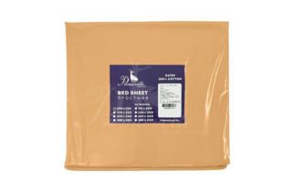 Простыня из однотонного сатина бежевая, размер 150x215