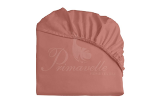 Простыня из однотонного сатина ягодная на резинке, размер 140х200