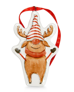 0403 FISSMAN Новогодняя елочная игрушка Олень 5х8см (доломит)