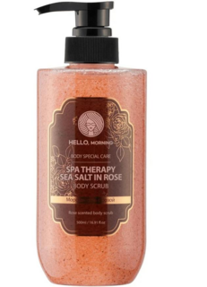103207 "Hello, Morning"  Скраб для тела "Спа-терапия" с морской солью и экстрактом розы 500 мл 1/36